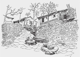 水峪古村風(fēng)景速寫畫法步驟