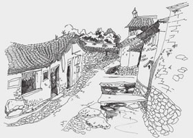 古鎮(zhèn)小巷風(fēng)景速寫畫法步驟