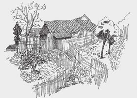 農(nóng)家小院風(fēng)景速寫畫法步驟