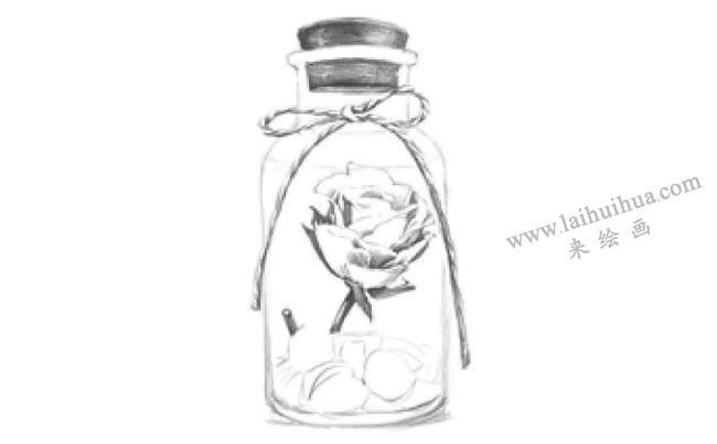 許愿瓶素描畫法步驟06