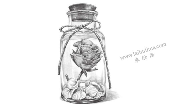 許愿瓶素描畫