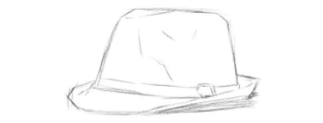 時尚的帽子素描畫法步驟02