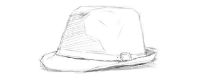 時尚的帽子素描畫法步驟03