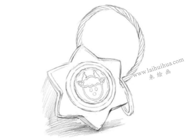 星座鑰匙扣素描畫法步驟03