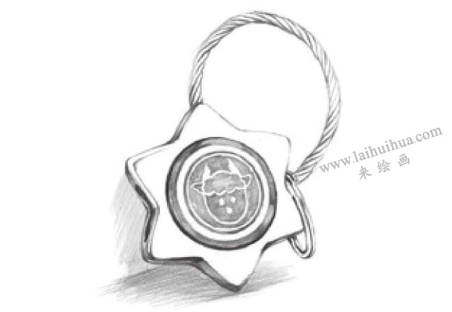 星座鑰匙扣素描畫法步驟05