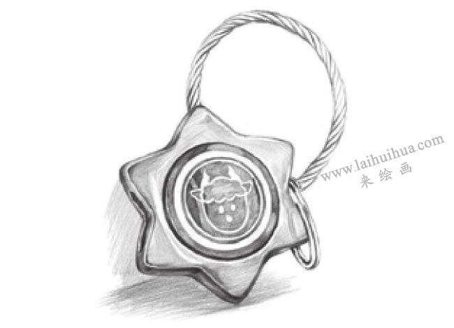 星座鑰匙扣素描畫法步驟06