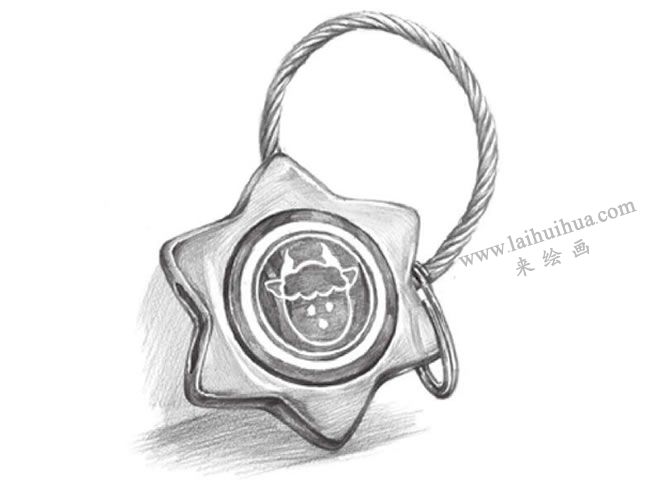 星座鑰匙扣素描畫法步驟07