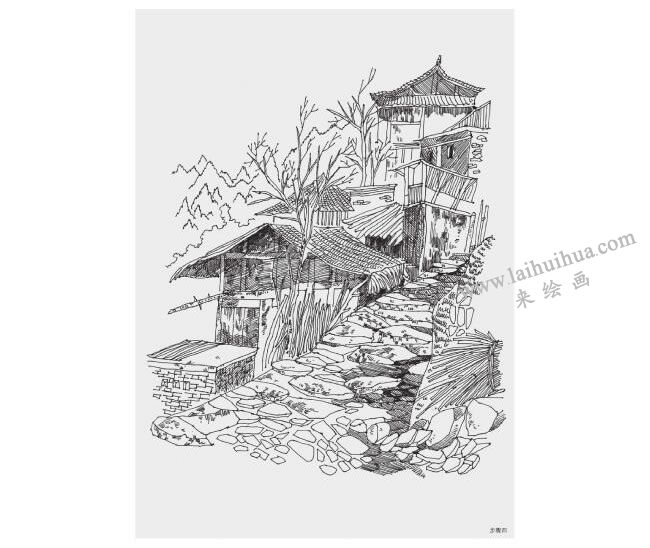村褰石階風(fēng)景速寫