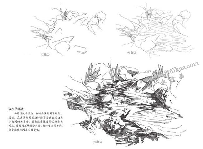 溪水是速寫畫法