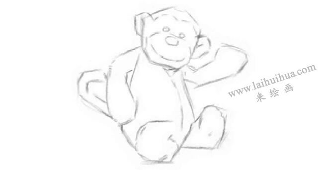 小猴子毛絨玩具素描畫法步驟02