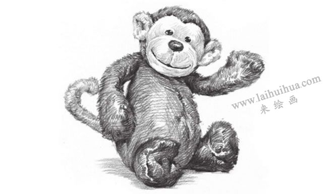 小猴子毛絨玩具素描畫