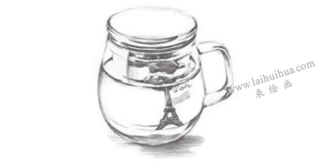 玻璃杯素描畫法步驟圖解05