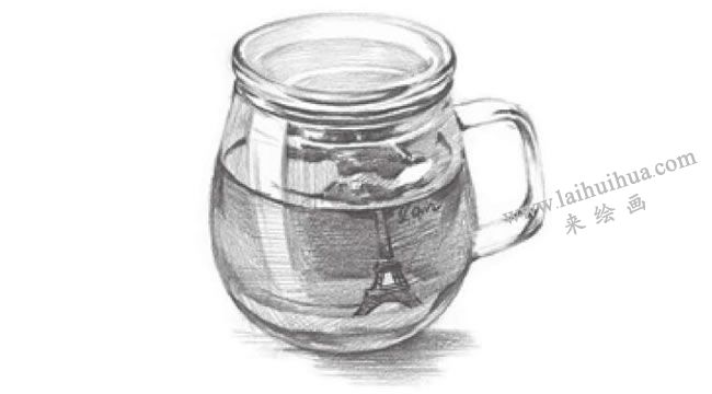 玻璃杯素描畫法步驟圖解08