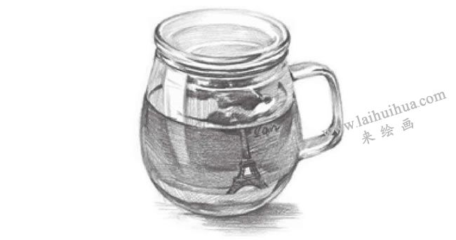 玻璃杯素描畫法步驟圖解09
