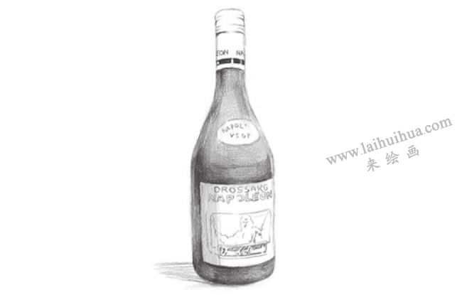 黑色的酒瓶素描畫法步驟05