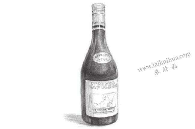 黑色的酒瓶素描畫法步驟07