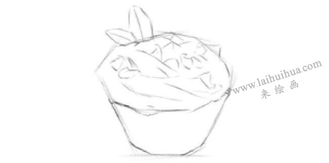 圓形紙杯蛋糕素描畫法步驟03