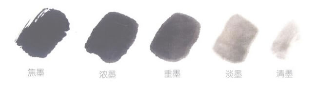墨的深淺的五種顏色