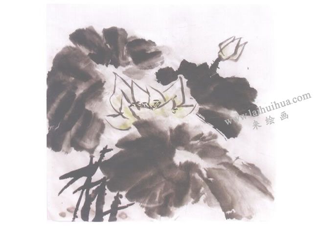 墨荷兒童水墨畫法步驟05