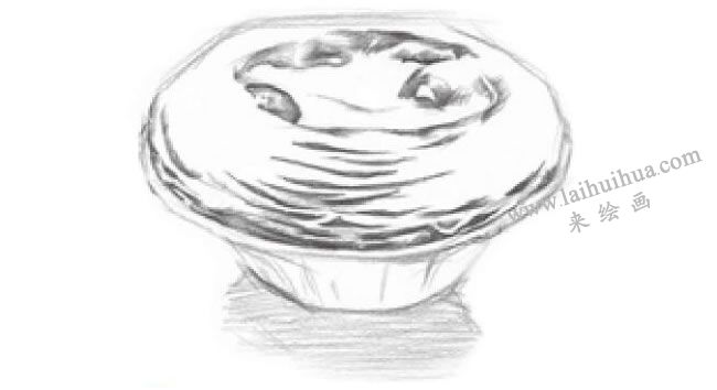 蛋撻的素描畫法步驟04