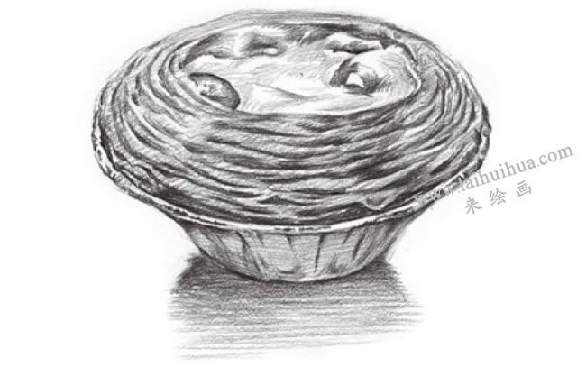 蛋撻的素描畫法步驟