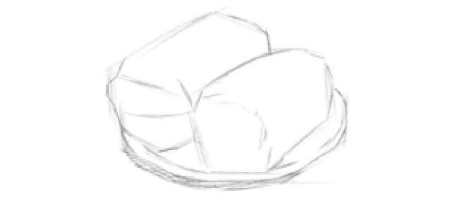面包的素描畫法步驟02