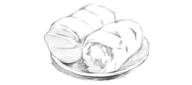 面包的素描畫法步驟03