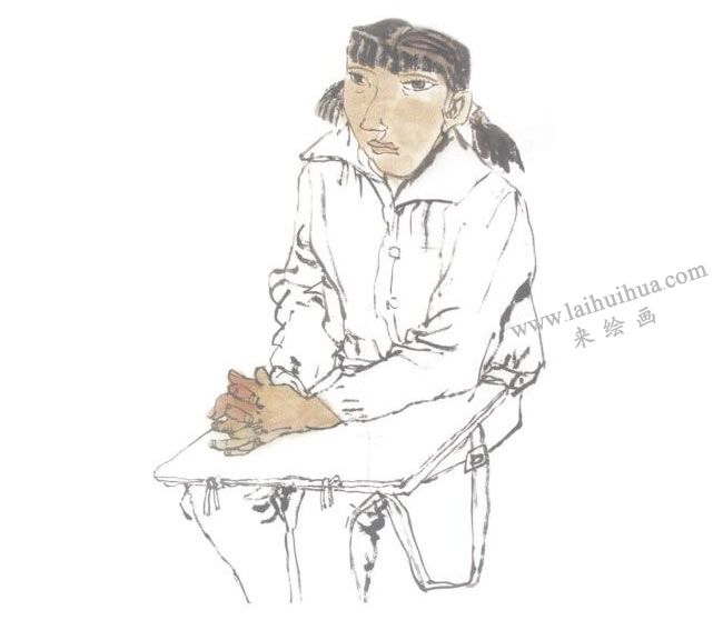 勾染法畫人物兒童水墨畫法步驟03
