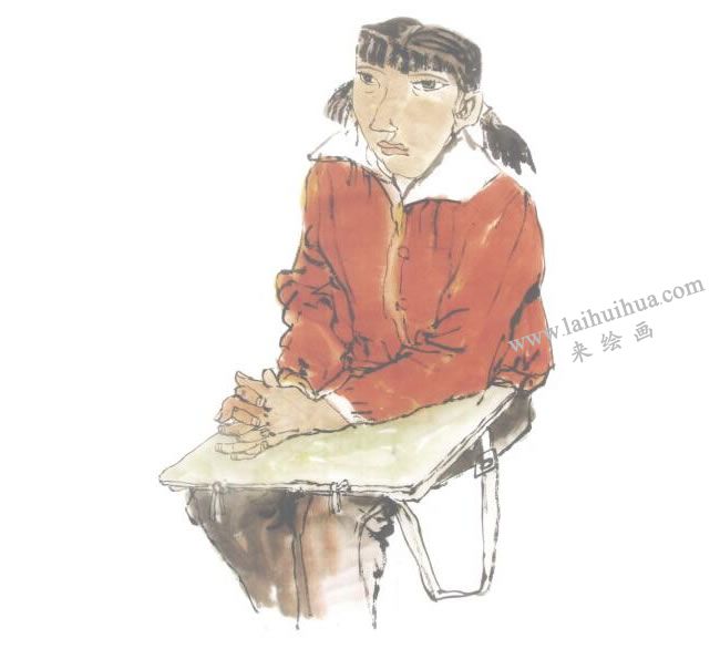勾染法畫人物兒童水墨畫法步驟04