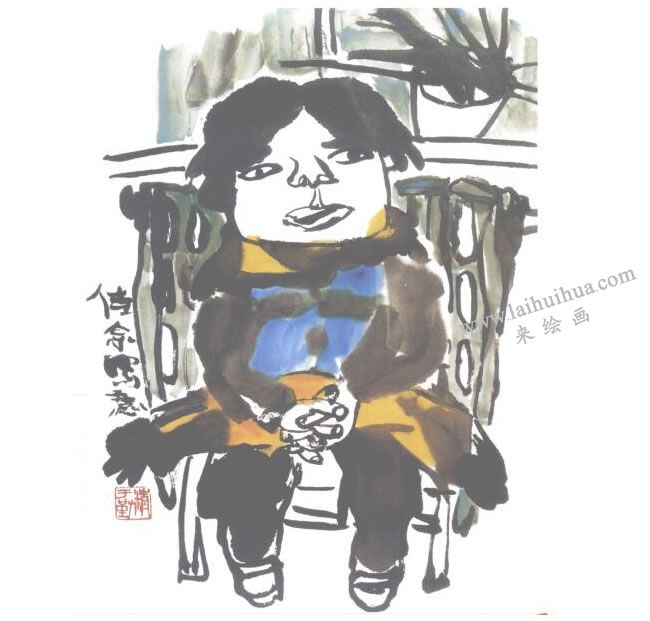 人物兒童水墨畫作品