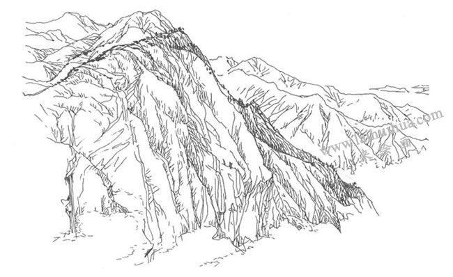 《通山九宮山》鋼筆風(fēng)景速寫作畫步驟04