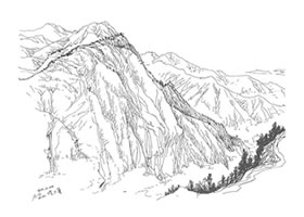 《通山九宮山》鋼筆風(fēng)景速寫作畫步驟