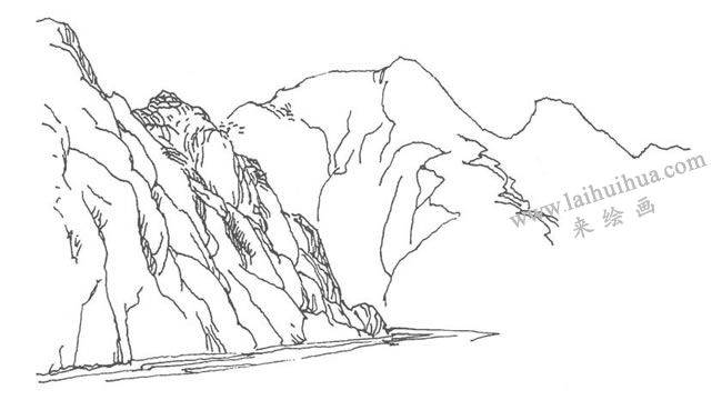 《三峽巫溪》鋼筆風(fēng)景速寫作畫步驟02