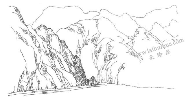 《三峽巫溪》鋼筆風(fēng)景速寫作畫步驟03