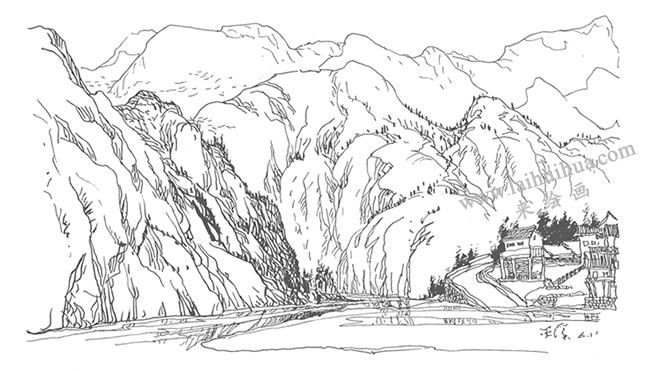 《三峽巫溪》鋼筆風(fēng)景速寫