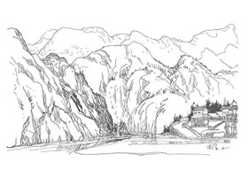 《三峽巫溪》鋼筆風(fēng)景速寫作畫步驟