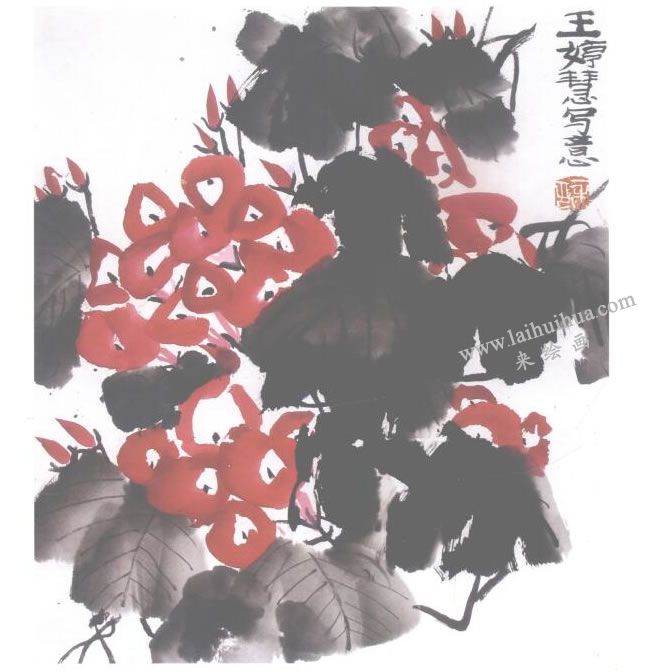 牽牛花兒童水墨畫(huà)作品