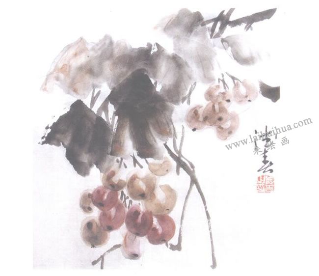 葡萄兒童水墨畫法步驟06