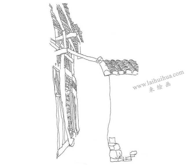 《寧廠鎮(zhèn)上的小街》鋼筆風(fēng)景速寫作畫步驟02
