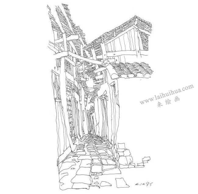 《寧廠鎮(zhèn)上的小街》鋼筆風(fēng)景速寫