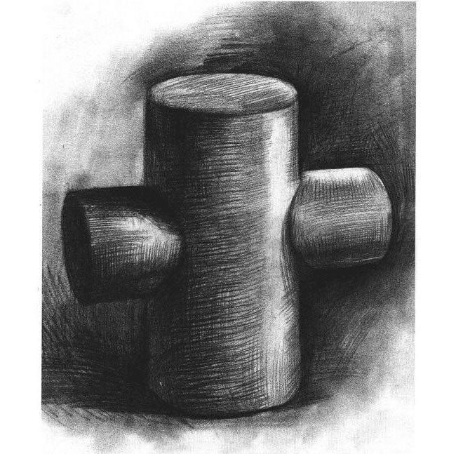 十字圓柱體的素描畫法步驟