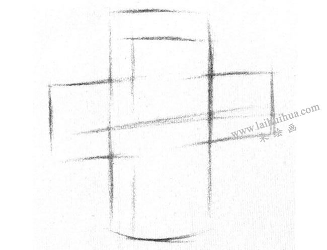 十字圓柱體的素描畫法步驟01
