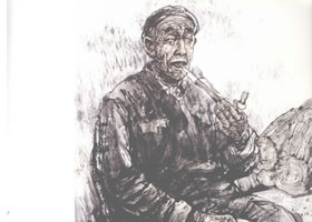 老人與狗寫意人物畫