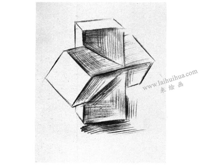 十字穿插體的素描畫法步驟03