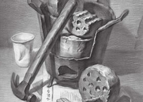 灶具的素描畫法步驟