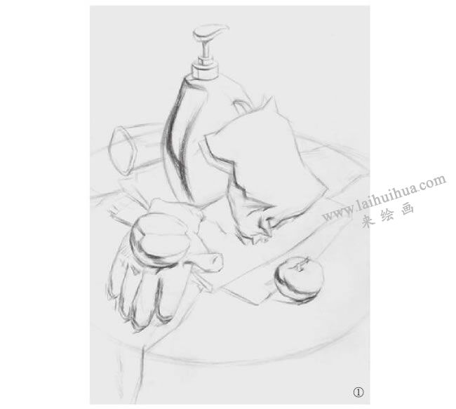 洗潔用品組合素描畫法步驟01