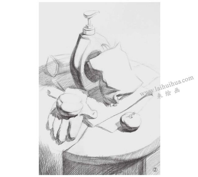洗潔用品組合素描畫法步驟02
