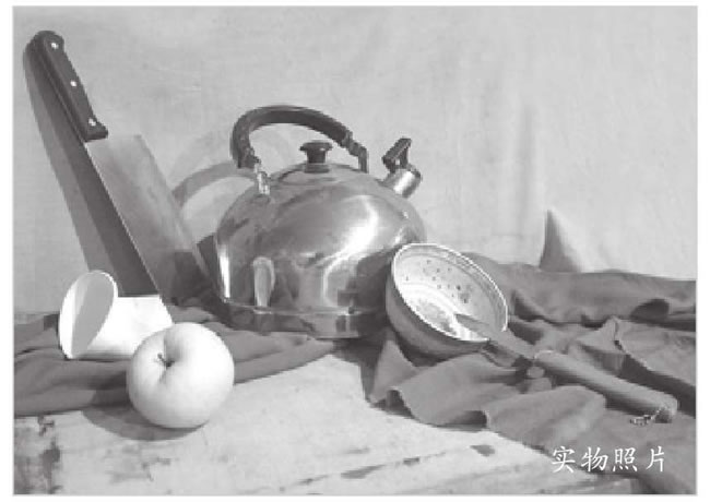 廚具與水果組合素描畫(huà)法