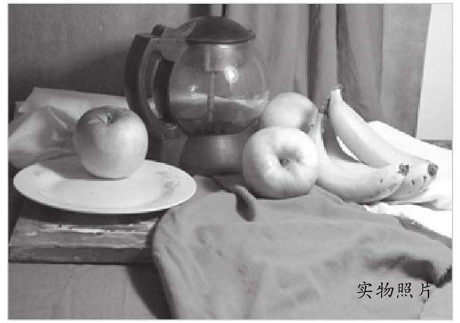 玻璃水壺與水果組合素描畫(huà)法