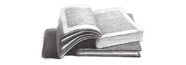 翻開(kāi)的書(shū)本素描畫(huà)